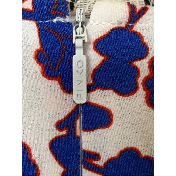 Pinko Floral Midi Dress in Blue & White Size 8 - Picture 11 of 12